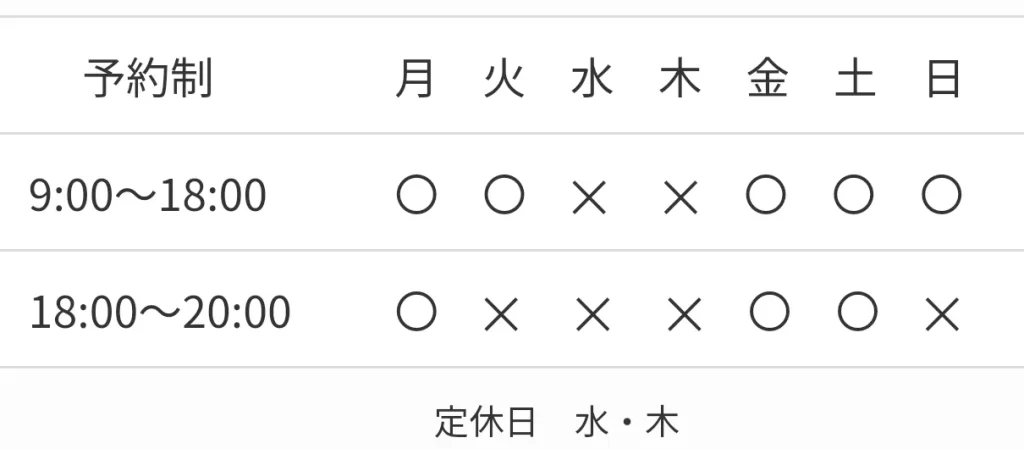 営業日時の説明画像